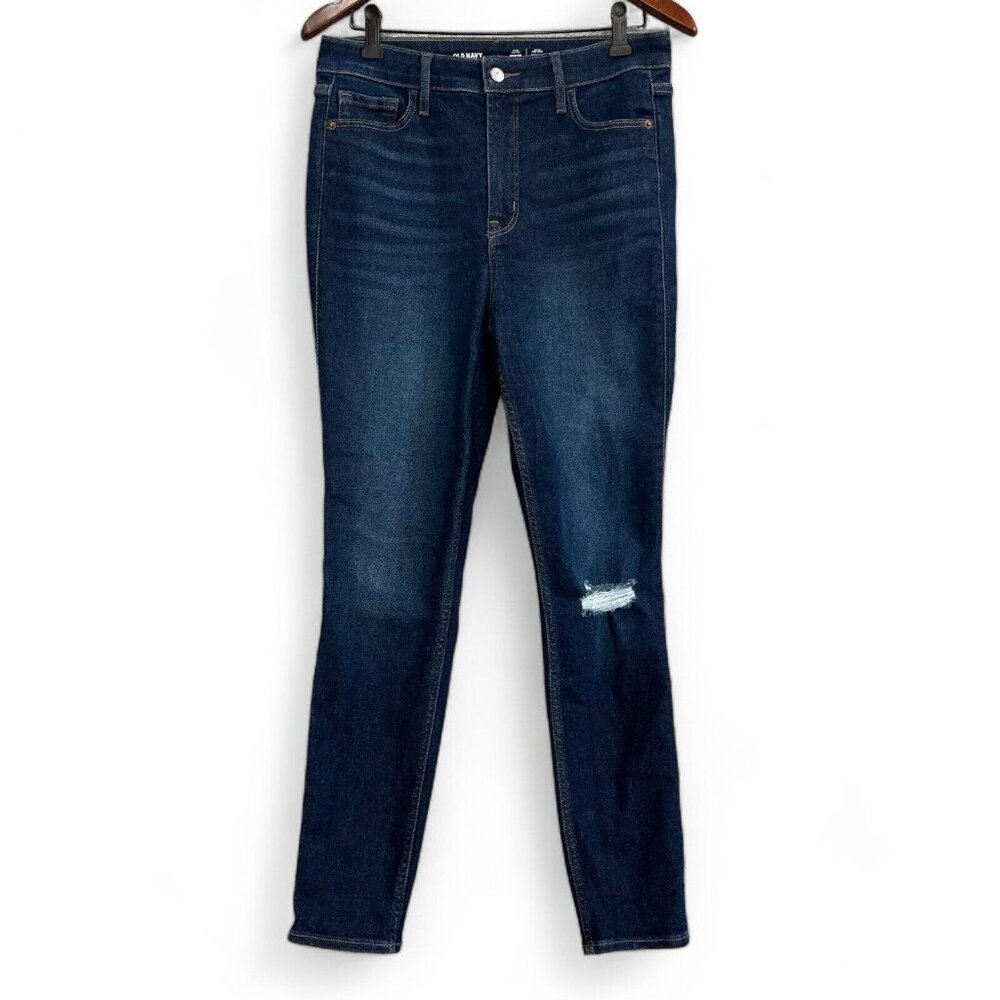 Old Navy Jeans Women 10 Blue Rockstar Super Skinny High Rise Stretch distressed
